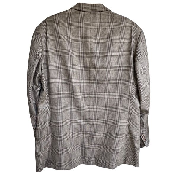 Brandini Le Collezioni Mens 41R Wool Silk Plaid Blazer Three Button Brown Canada - Picture 2 of 13